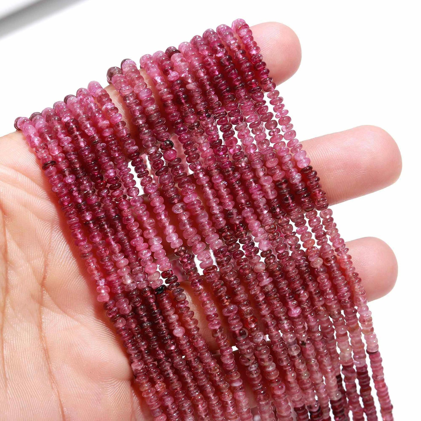 AAA Pink Tourmaline Smooth Rondelle Beads, 3.5 MM Pink Tourmaline Rondelle Beads, Shaded Pink Tourmaline Rondelle Handmade beads