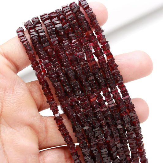 Garnet Heishi Square Beads Natural Garnet Heishi Square Beads Excellent Quality 4-5 MM Square Garnet Beads for Handmade Jewelry Making Craft
