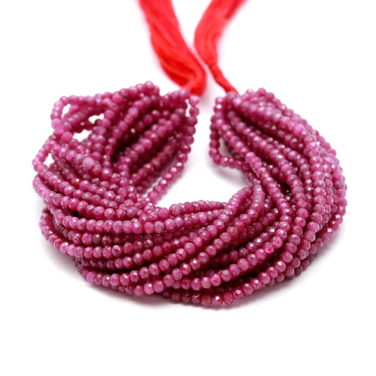 AAA Natural Ruby Faceted Rondelle Beads, 3MM Ruby Rondelle Beads, Natural Ruby Gemstone Beads, Beautiful Pinkish Red Ruby Beads Jewelry