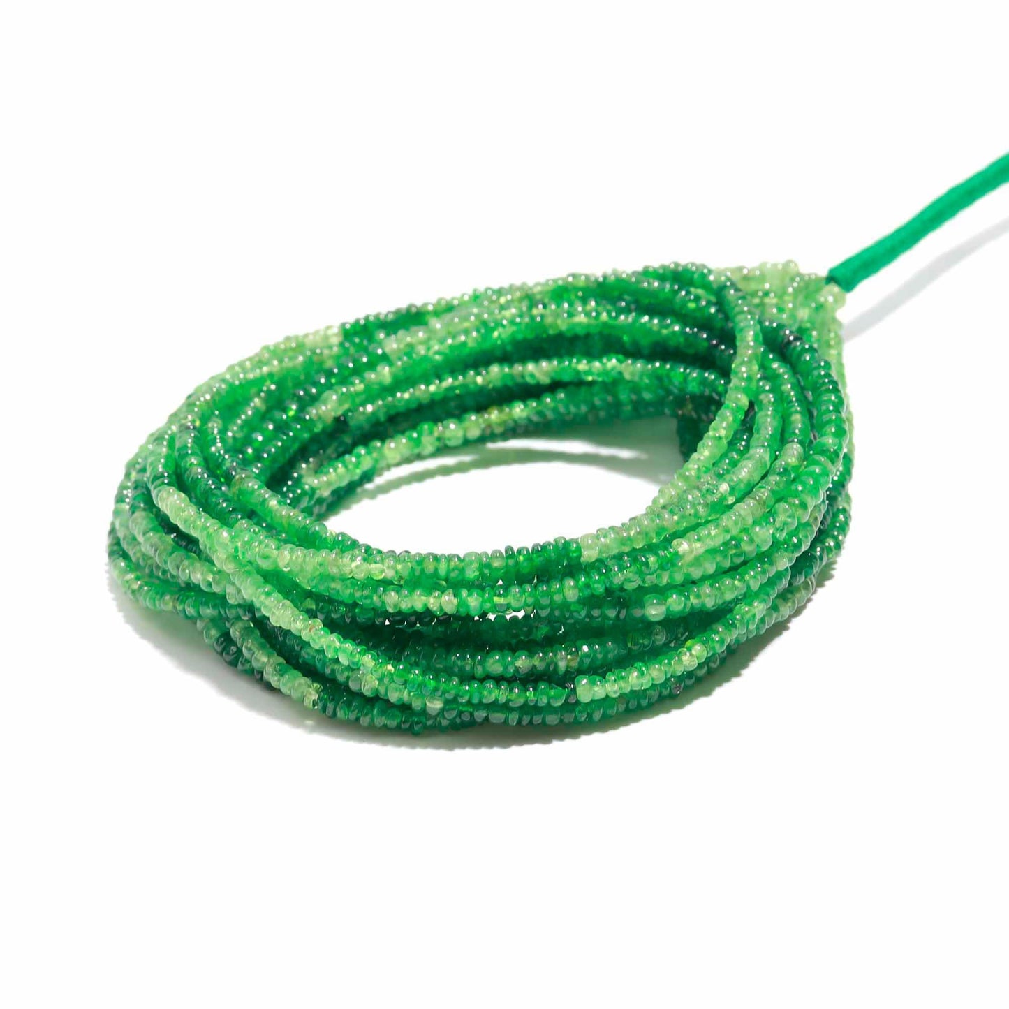 RARE Tsavorite Smooth Rondelle Beads, 2.5-3 MM Tsavorite Rondelle Beads, 16" Shaded Green Tsavorite Rondelle Beads, Plain Tsavorite Beads