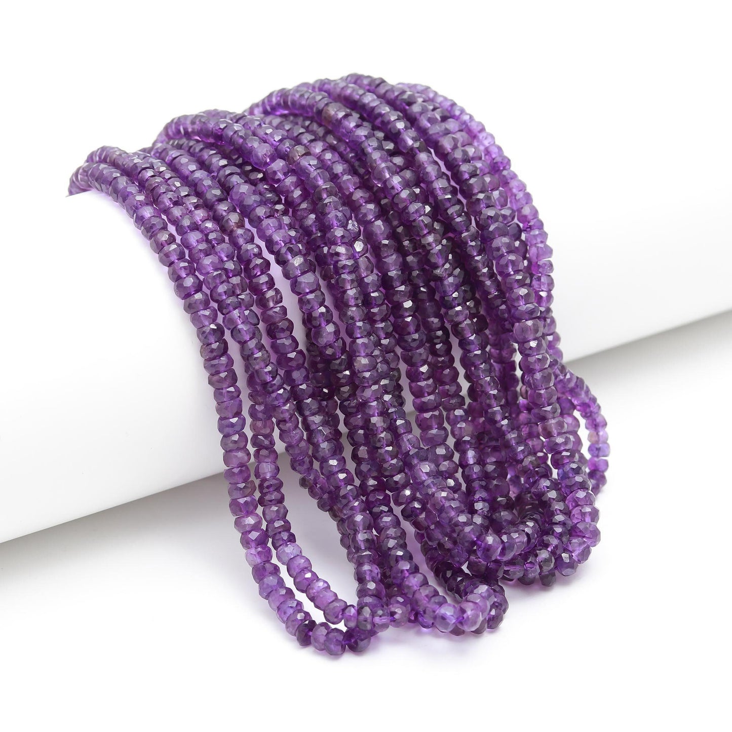 Natural Amethyst Faceted Rondelle Beads 6 MM Amethyst Rondelle Faceted Beads for Handmade Designer Jewelry Making Craft & Bijoux Supplies