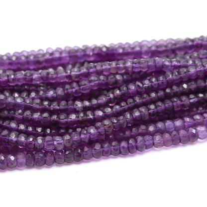 Natural Amethyst Faceted Rondelle Beads 6 MM Amethyst Rondelle Faceted Beads for Handmade Designer Jewelry Making Craft & Bijoux Supplies