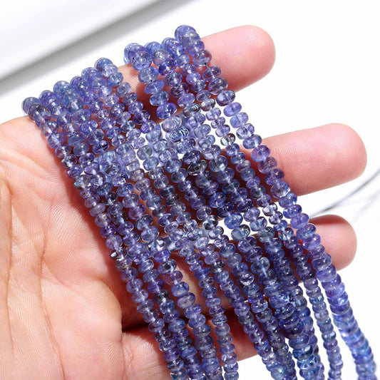 Tanzanite Smooth Rondelle Beads 4-5 MM Natural Blue Tanzanite Rondelle Beads for Handmade Designer Jewelry Making Craft & Bijoux Supplies
