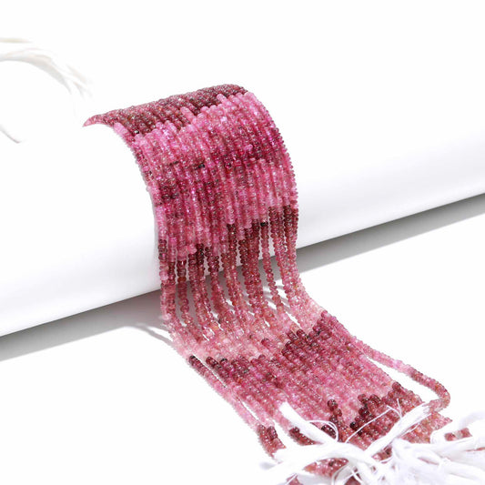 AAA Pink Tourmaline Smooth Rondelle Beads, 3.5 MM Pink Tourmaline Rondelle Beads, Shaded Pink Tourmaline Rondelle Handmade beads