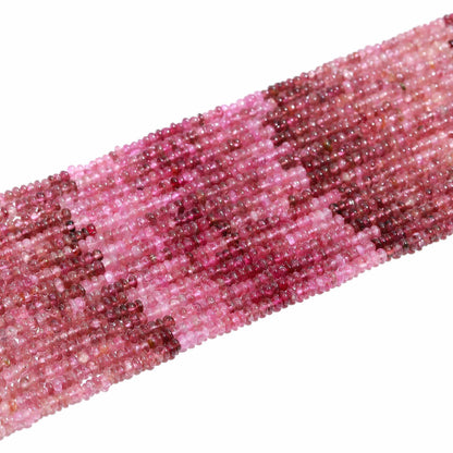AAA Pink Tourmaline Smooth Rondelle Beads, 3.5 MM Pink Tourmaline Rondelle Beads, Shaded Pink Tourmaline Rondelle Handmade beads