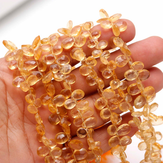 AAA Natural Citrine Faceted Pear Shape Beads Citrine Gemstone Beads Briolette | Golden Citrine Pear Shape Faceted Beads | Citrine Ear Beads