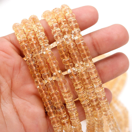 Citrine Faceted Rondelle Beads Natural Citrine Faceted Gemstone Beads for Handmade Designer Jewelry Making Craft & Bijoux Supplies