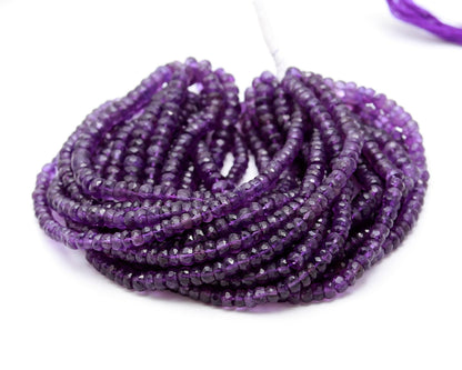 Natural Amethyst Faceted Rondelle Beads 6 MM Amethyst Rondelle Faceted Beads for Handmade Designer Jewelry Making Craft & Bijoux Supplies