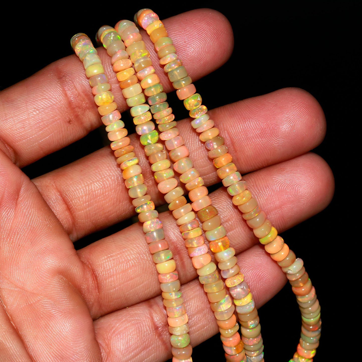 Ethiopian Opal Smooth Rondelle Beads 3-5 MM Natural Flashy Ethiopian Opal Beads Fire Ethiopian Opal Rondelle Beads for Jewelry Making Craft