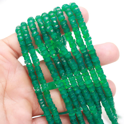 AAA Green Onyx Faceted Washer Beads 16” Natural Green Onyx Tyer Beads, Faceted Green Tyer Beads, Green Onyx Gemstone Handmade Beads Supplier
