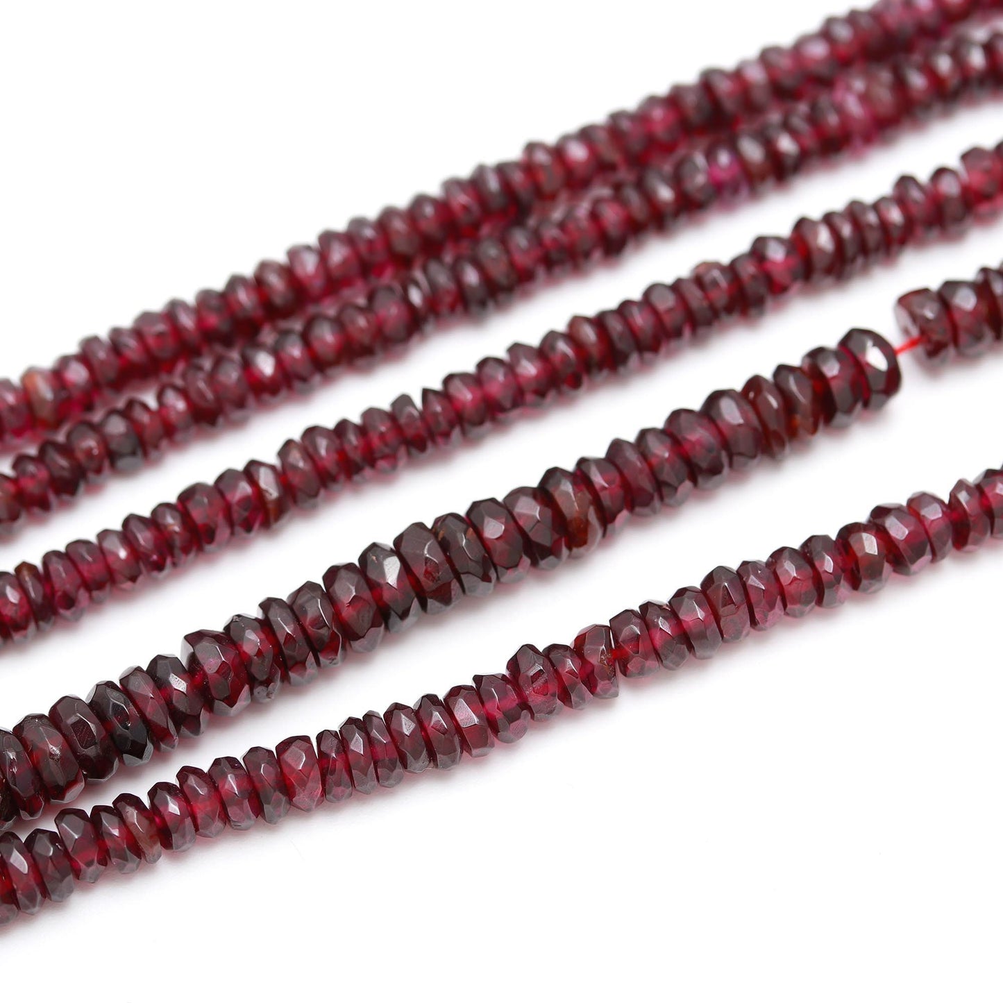Garnet Faceted Rondelle Beads 4-4.5 MM Deep Red Garnet Beads Strands Natural Mozambique Garnet Rondelle Beads for Jewelry Making Craft