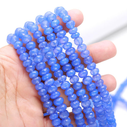 AAA Blue Chalcedony Faceted Rondelle Beads, 7-8MM Blue Calcedony Rondelle Beads, Natural Chalcedony Grmstone Bead, TZ Color Calci Beads