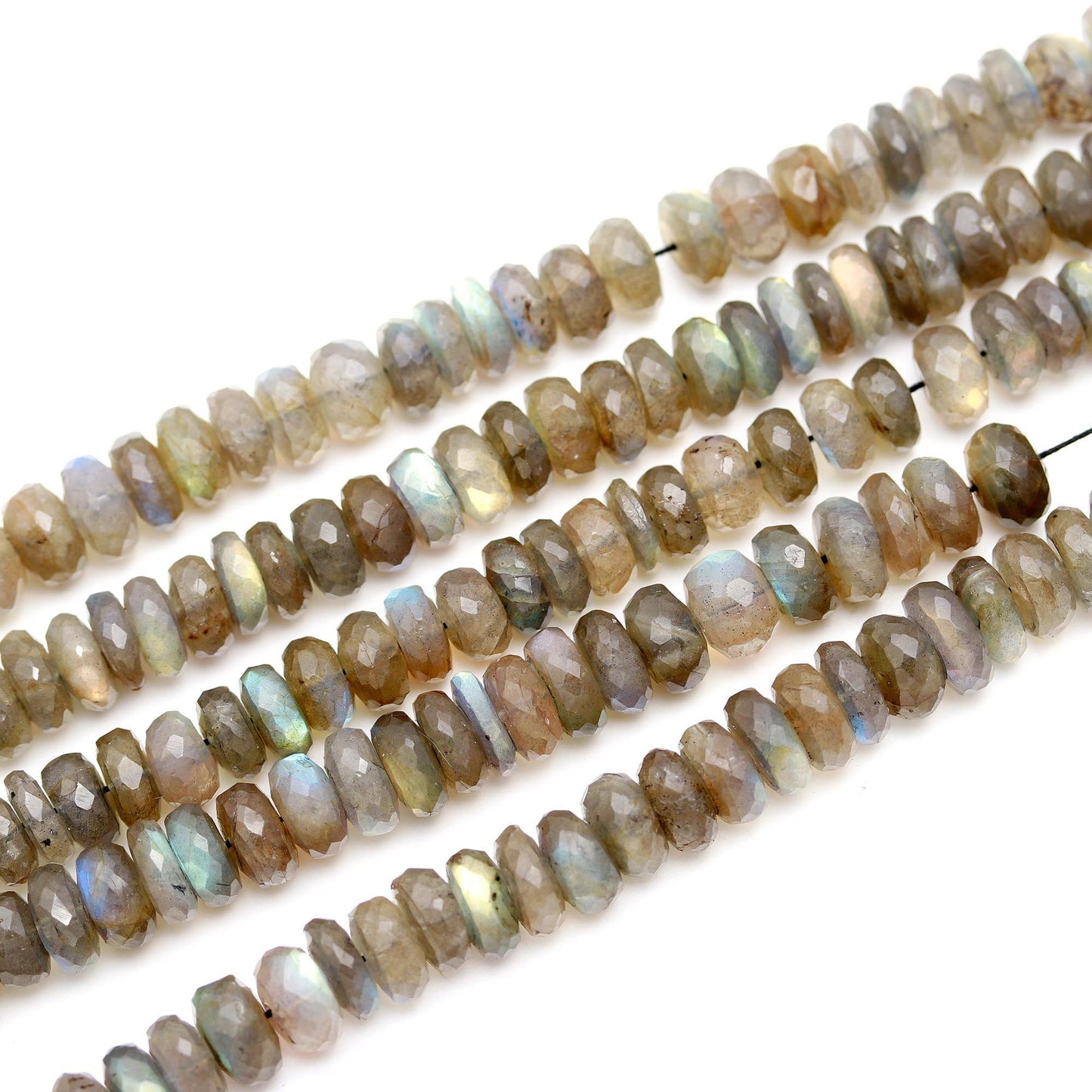 Labradorite Faceted Rondelle Beads Natural Labradorite Rondelle Beads Faceted Labradorite Beads Black Moonstone Beads for Jewelry Making