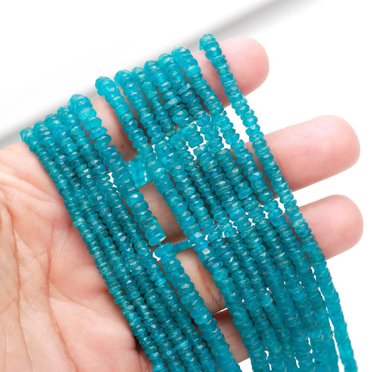 Neon Apatite Faceted Rondelle Beads Natural Neon Apatite Rondelle Beads Faceted Neon Apatite Beads for Jewelry Making Necklace & Bracelet