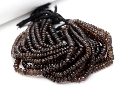 Smokey Quartz Faceted Rondelle Beads Natural Smokey Quartz Rondelle Beads Faceted Smokey Quartz Beads for Jewelry Necklace & Bracelet Craft