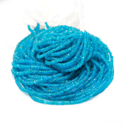 Neon Apatite Faceted Rondelle Beads Natural Neon Apatite Rondelle Beads 4 MM Faceted Neon Apatite Beads for Designer Jewelry Making Craft