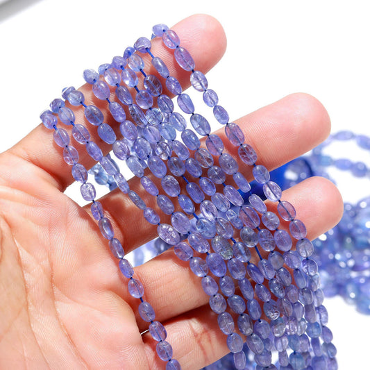 Tanzanite Smooth Oval Shape Beads Natural Tanzanite Plain 5 MM Precious Gemstone Beads for Designer Jewelry Necklace Pendant Earrings Making