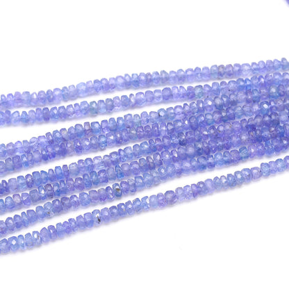 Tanzanite Faceted Rondelle Bead 4-4.60 MM Natural Tanzanite Faceted Precious Gemstone Rondelle Bead 16" Strand for Handmade Designer Jewelry
