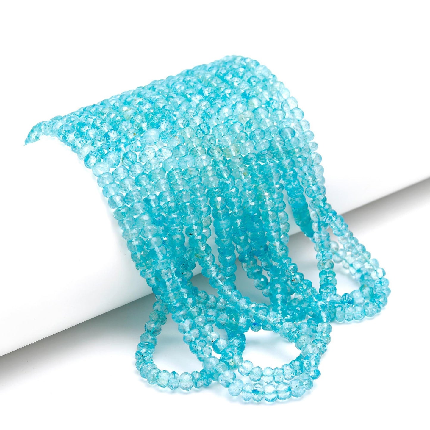 AAA Swiss Blue Topaz Faceted Rondelle Beads, 6-6.5 MM Natural Rondelle Topaz, 16" Strand Blue Topaz Jewelry Necklace Making Beads