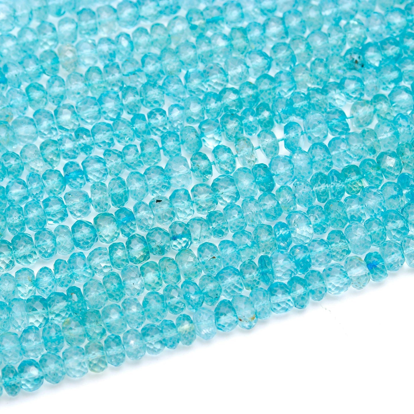 AAA Swiss Blue Topaz Faceted Rondelle Beads, 6-6.5 MM Natural Rondelle Topaz, 16" Strand Blue Topaz Jewelry Necklace Making Beads