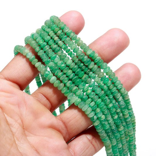 Natural Zambia Emerald Smooth Rondelle Beads 3.5-5 MM Emerald Rondelle Beads for Handmade Designer Jewelry Making Craft & Bijoux Supplies