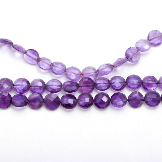 African Amethyst Faceted Coin Shape Beads Natural Amethyst Fancy Beads Blue Amethyst Beads for Handmade Designer Jewelry Making Art & Craft