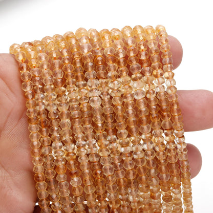 Citrine Faceted Rondelle Beads Natural Citrine Beads 4-5 MM Citrine Rondelle Beads Exclusive Citrine Rondelle Faceted Beads for Jewelry Art
