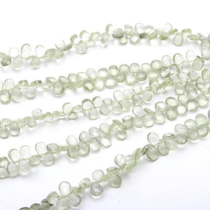 AAA Natural Green Ametheyst Faceted Pear Shape Beads 5x7-6x8 MM Green Amethyst Briolettes Beads | Green Amethyst Gemstone Beads for Jewelry