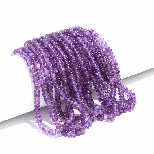 Amethyst Smooth Rondelle Beads Natural Blue Amethyst Rondelle 6-7 MM Beads Amethyst Rondelle Bead for Designer Jewelry Necklace Making Craft
