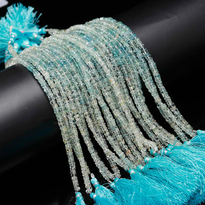 Natural Aquamarine Washer Beads | Aqua Blue Shaded  Aquamarine Rondelle Tyer Beads | 4-5 MM  Aquamarine Smooth Tyer Beads for Jewels