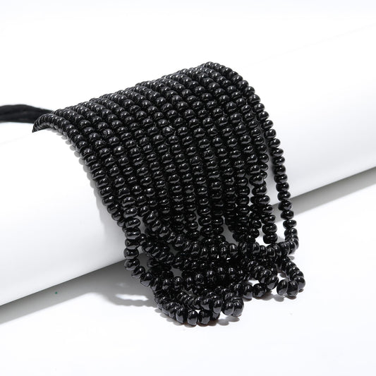Black Spinal Smooth Rondelle Beads Natural Black Spinal 6-7 MM Rondelle Smooth Beads for Handmade Designer Jewelry Making Craft and Supplies