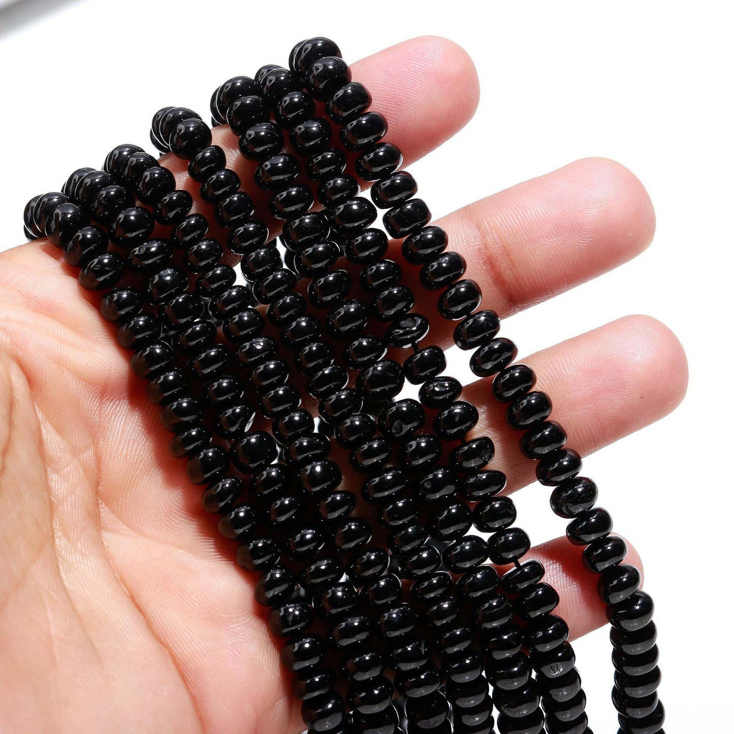 Black Spinal Smooth Rondelle Beads Natural Black Spinal 6-7 MM Rondelle Smooth Beads for Handmade Designer Jewelry Making Craft and Supplies