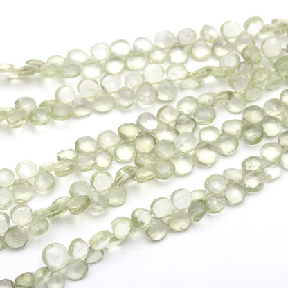 AAA Natural Green Amethyst Faceted Heart Shape Beads 6-7 MM Green Amethyst Briolette Beads Green Amethyst Gemstone Beads for Jewelry Making