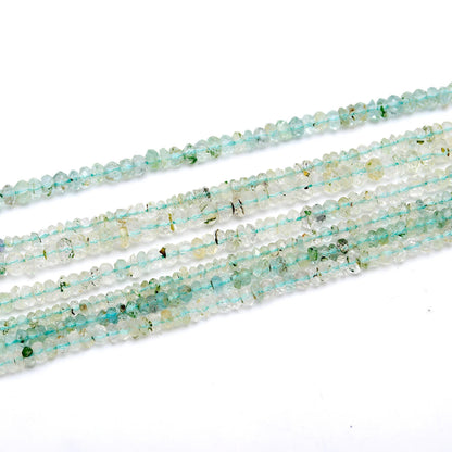 Aquamarine Faceted Rondelle Beads 3-4 MM Natural Aquamarine Rondelle Beads for Handmade Designer Jewelry Necklace & Bracelet Making Craft