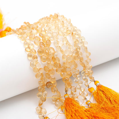 Citrine Faceted Heart Beads Natural Citrine 6-7 MM & 7-8 MM Briolette Beads for Handmade Designer Jewelry Making Craft and Art Bead Supplies