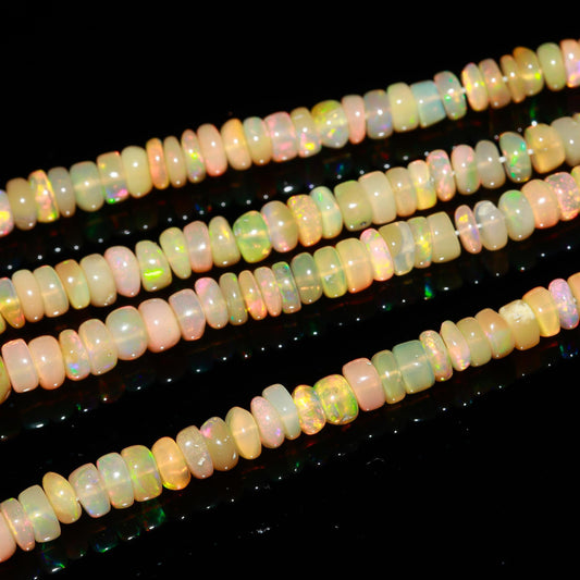 Ethiopian Opal Smooth Rondelle Beads 3-5 MM Natural Flashy Ethiopian Opal Beads Fire Ethiopian Opal Rondelle Beads for Jewelry Making Craft