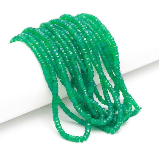 AAA Green Onyx Faceted Washer Beads 16” Natural Green Onyx Tyer Beads, Faceted Green Tyer Beads, Green Onyx Gemstone Handmade Beads Supplier