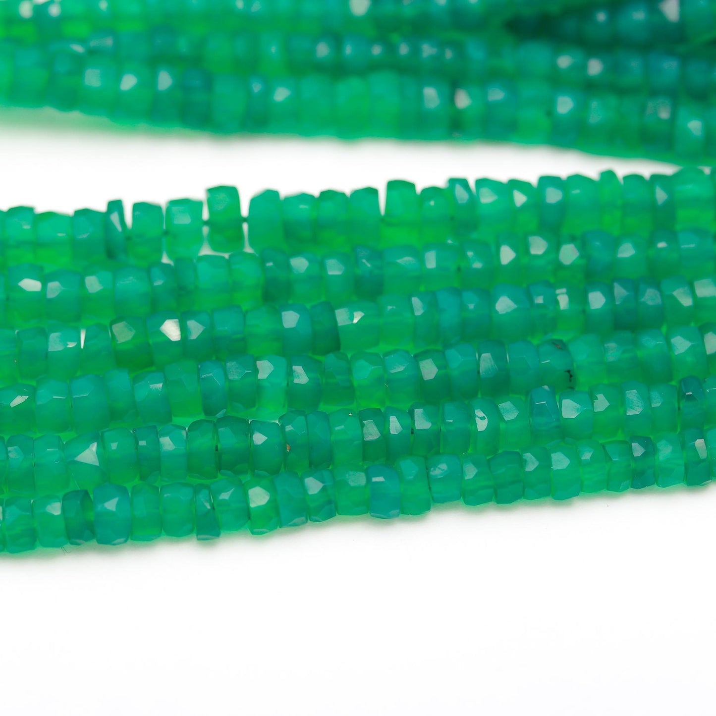 AAA Green Onyx Faceted Washer Beads 16” Natural Green Onyx Tyer Beads, Faceted Green Tyer Beads, Green Onyx Gemstone Handmade Beads Supplier