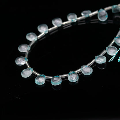 Aquamarine Faceted Briolette Natural Aquamarine Faceted Pear Shape 7x9 MM Beads for Exclusive Handmade Designer Jewelry Making Art and Craft