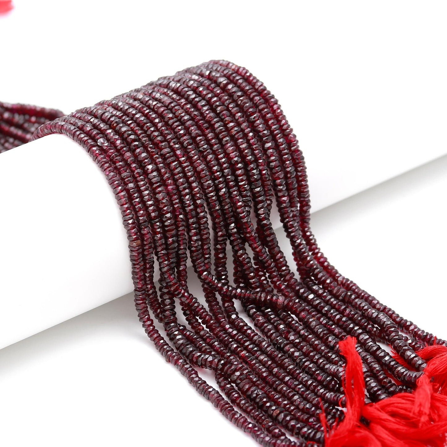 Garnet Faceted Rondelle Beads 4-4.5 MM Deep Red Garnet Beads Strands Natural Mozambique Garnet Rondelle Beads for Jewelry Making Craft