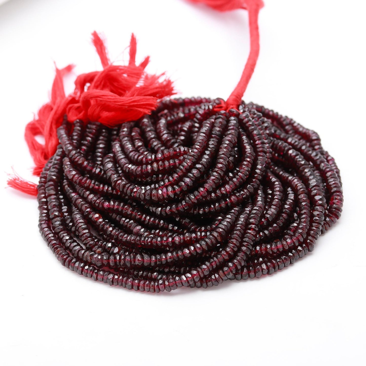 Garnet Faceted Rondelle Beads 4-4.5 MM Deep Red Garnet Beads Strands Natural Mozambique Garnet Rondelle Beads for Jewelry Making Craft
