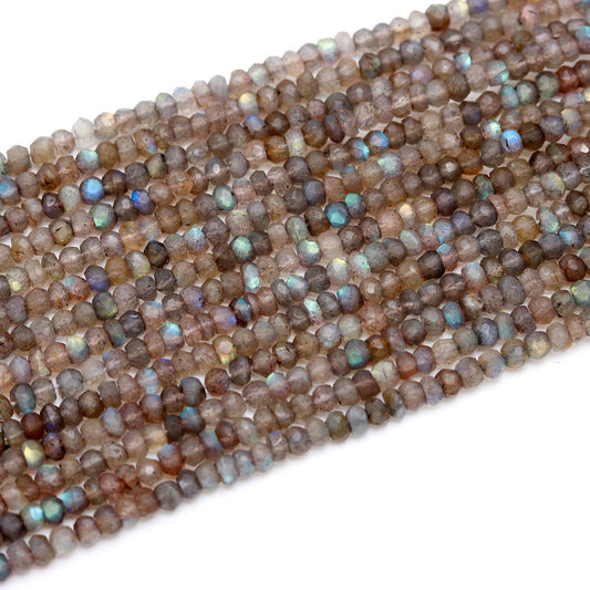 Labradorite Faceted Rondelle Beads Natural Labradorite Rondelle Beads Faceted Labradorite Bead Black Moonstone Bead for Jewelry Making Craft