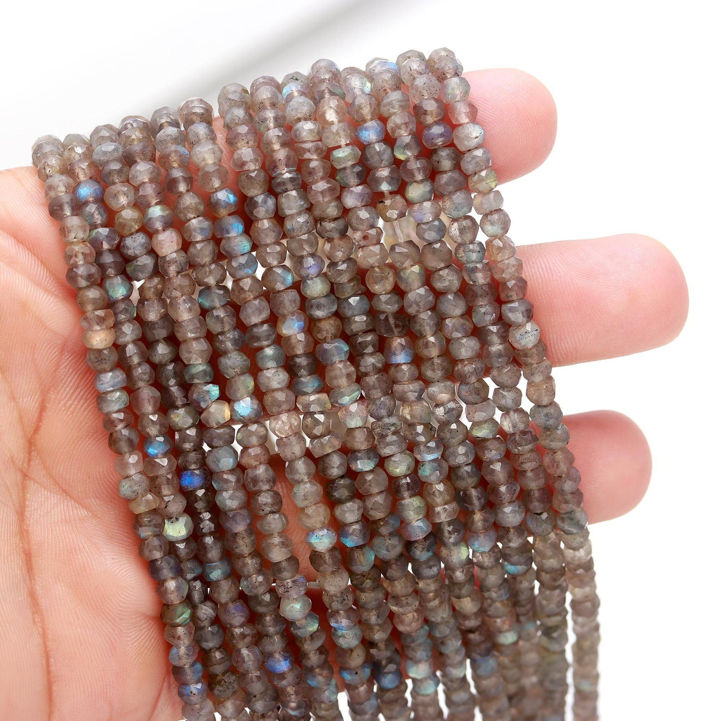 Labradorite Faceted Rondelle Beads Natural Labradorite Rondelle Beads Faceted Labradorite Bead Black Moonstone Bead for Jewelry Making Craft