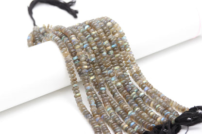 Labradorite Faceted Rondelle Beads Natural Labradorite Rondelle Beads Faceted Labradorite Beads Black Moonstone Beads for Jewelry Making