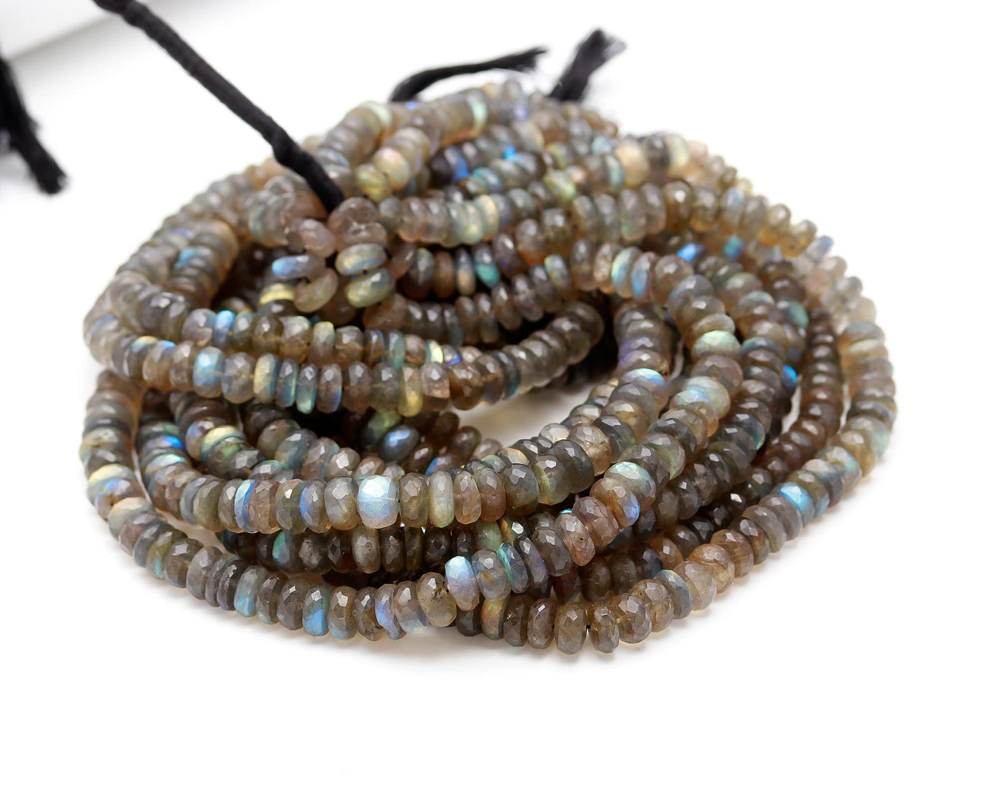 Labradorite Faceted Rondelle Beads Natural Labradorite Rondelle Beads Faceted Labradorite Beads Black Moonstone Beads for Jewelry Making