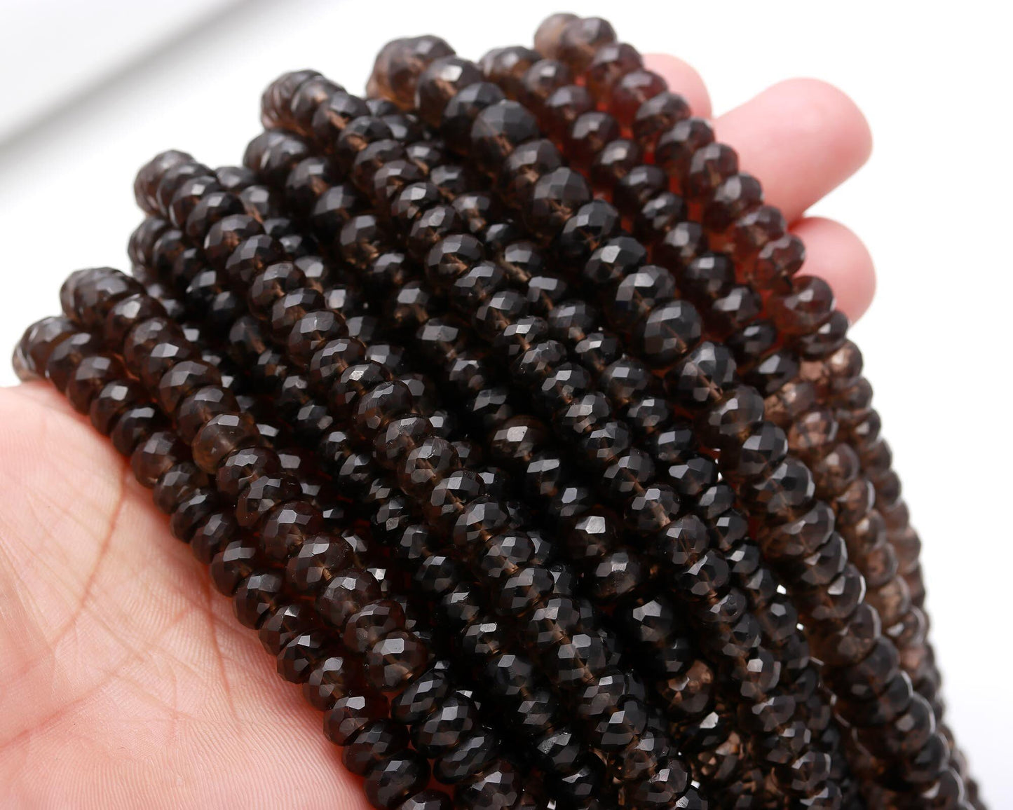 Smokey Quartz Faceted Rondelle Beads Natural Smokey Quartz Rondelle Beads Faceted Smokey Quartz Beads for Jewelry Necklace & Bracelet Craft