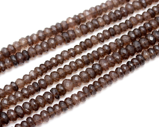 Smokey Quartz Faceted Rondelle Beads Natural Smokey Quartz Rondelle Beads Faceted Smokey Quartz Beads for Jewelry Necklace & Bracelet Craft