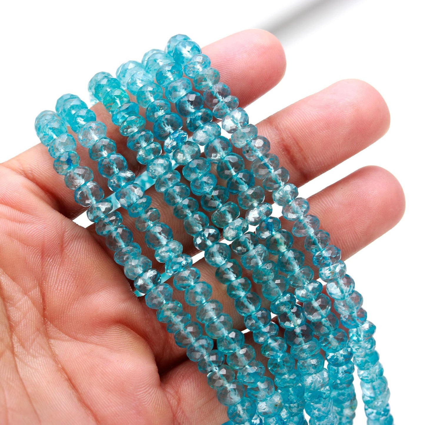 AAA Swiss Blue Topaz Faceted Rondelle Beads, 6-6.5 MM Natural Rondelle Topaz, 16" Strand Blue Topaz Jewelry Necklace Making Beads