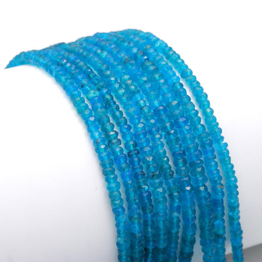 Neon Apatite Faceted Rondelle Beads Natural Neon Apatite 3.5-4 MM & 4-4.5 MM Beads for Handmade Designer Jewelry Making Art Craft Supplies