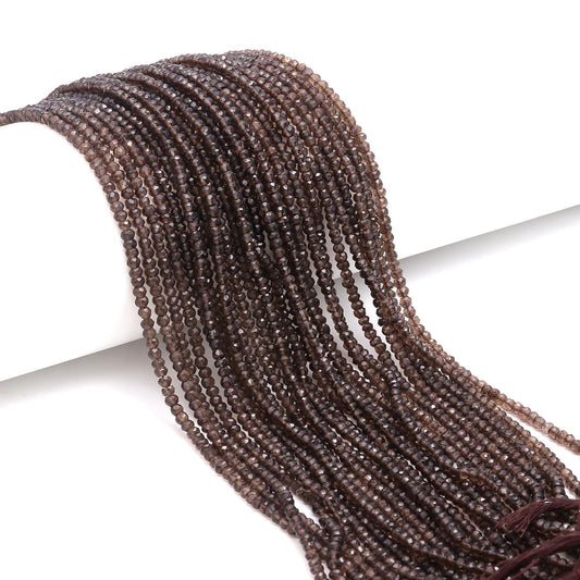 Smokey Quartz Faceted Rondelle Beads Natural Smokey Quartz Gemstone Beads 3.75-4 MM Smokey Rondelle Beads for Jewelry Making Beads